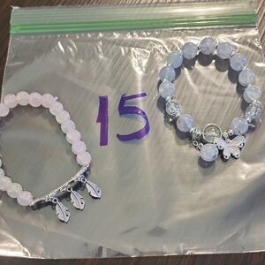 Set of Two Beaded Bracelets with Charms